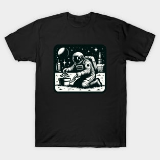 Space Astronaut Gardening On Mars,Aesthetic Galaxy Universe Astronaut T-Shirt